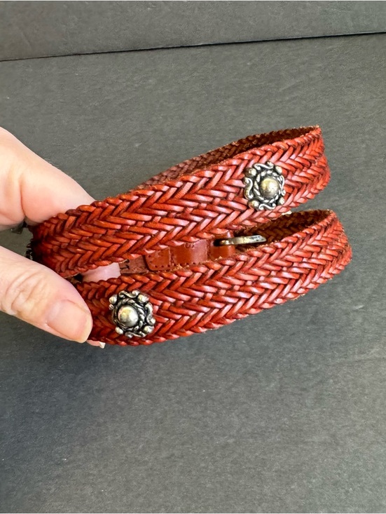 Vintage Brown Woven Leather Belt Braided Western Cowgirl Festival Womens Small‎ main image 11